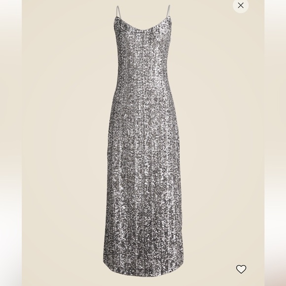 J Crew Silver Sequin floor length slip dress Size 6 - Picture 2 of 4